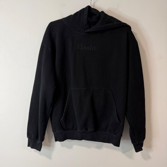 Comfrt Other - Comfrt Unisex Hoodie Small Black Embroidered Logo Sweatshirt Thick Fleece